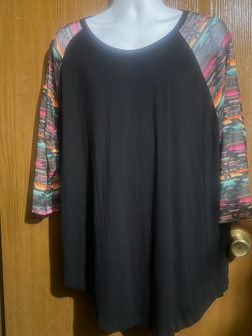 Crazy Train Black Top with White Aztec Graphic